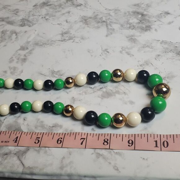 Vintage Black, Green, Gold and White Necklace - Picture 5 of 5